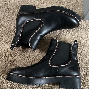 Ego Official - Black Chelsea Boots w/ Rose Gold Stones